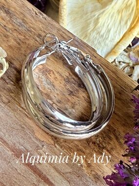 Alquimia Shiny Silver Multi-Band Hoop Earrings